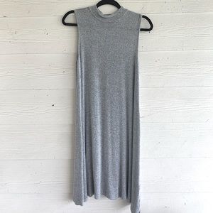 Mock Neck Soft Grey Shift Dress